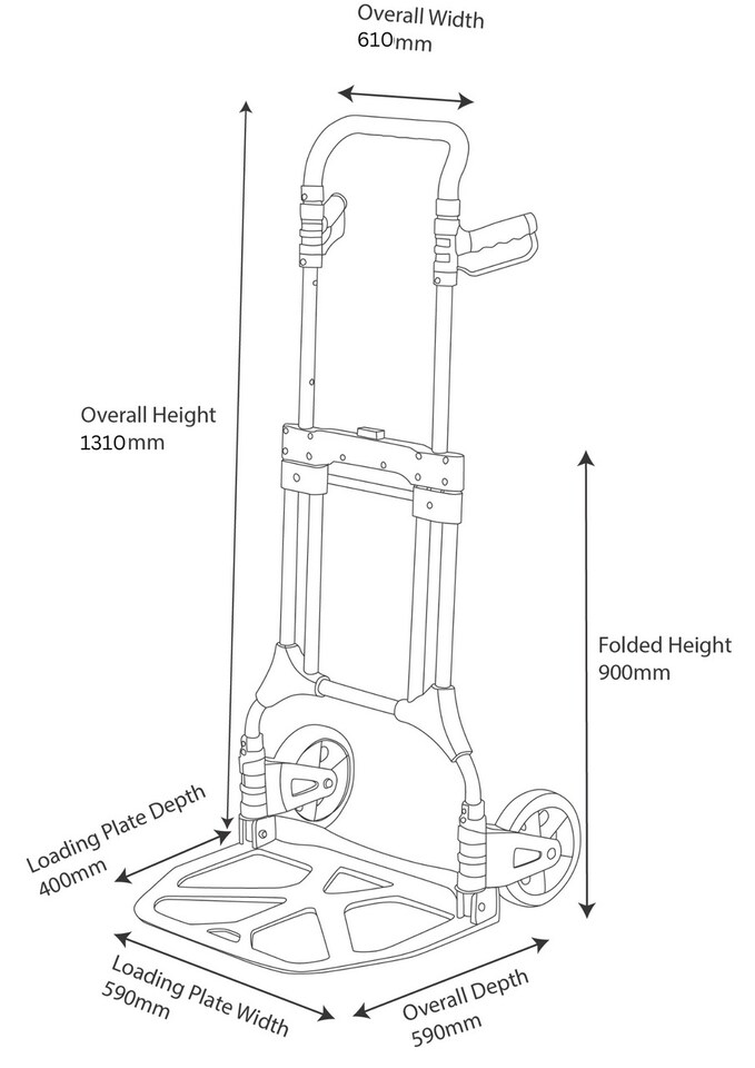 image 1 of Workhorse Large Compact Foldable Sack Truck - Tubular aluminium frame, Telescopic Handle, 200kg Capacity