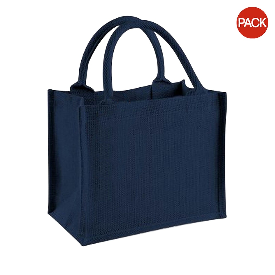 Westford Mill Jute Mini Gift Bag (6 Litres) (Pack Of 2) - Navy/Navy - One Size