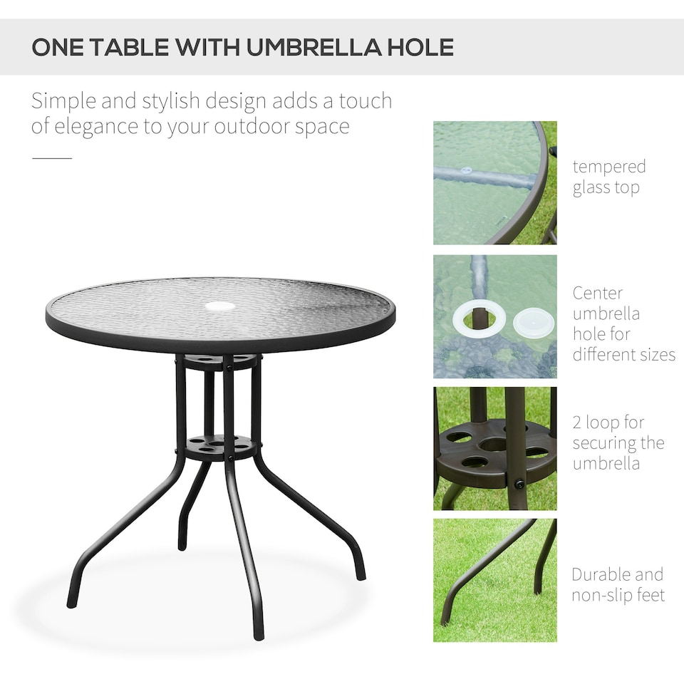image 1 of Outsunny 6PC Garden Dining Set Outdoor Furniture Folding Chairs Table