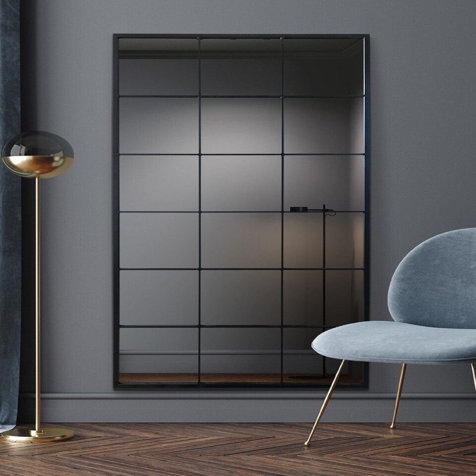 image 1 of The Fenestra - Black Modern Window Leaner / Wall Mirror 69" X 33" (174CM X 85CM) Black