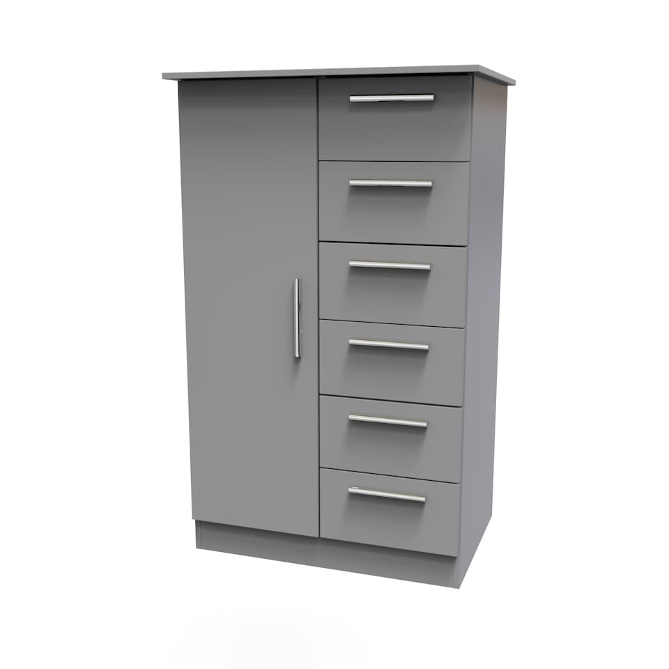 image 1 of Trent 5 Drawer 1 Door Childrens Wardrobe in Dusk Grey (Ready Assembled) | Grey | Dusk Grey