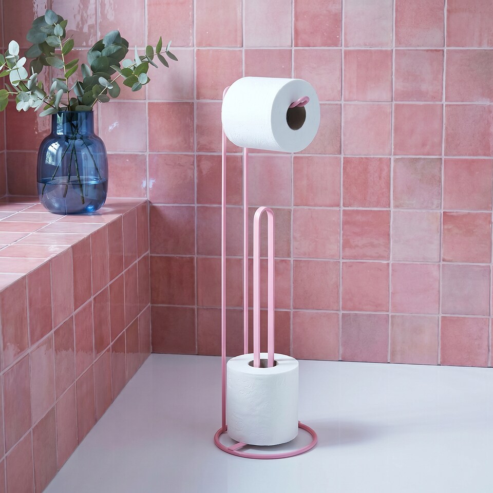 image 1 of OHS Metal Freestanding Toilet Roll Holder Organiser Tissue Paper Storage