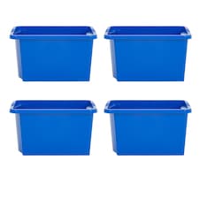 Wham Stack & Store 4 x 30L Plastic Storage Boxes | Blue | 4