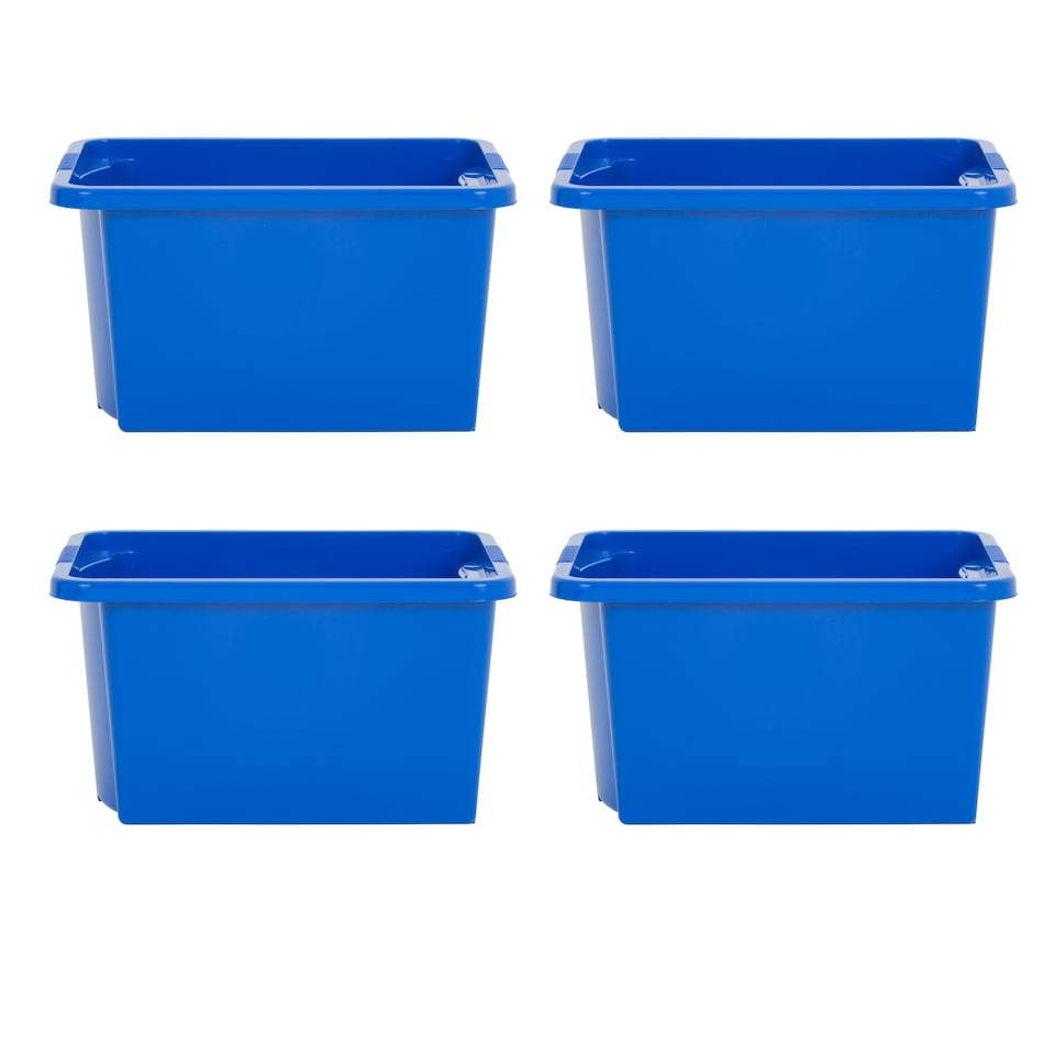 image 1 of Wham Stack & Store 4 x 30L Plastic Storage Boxes | Blue | 4