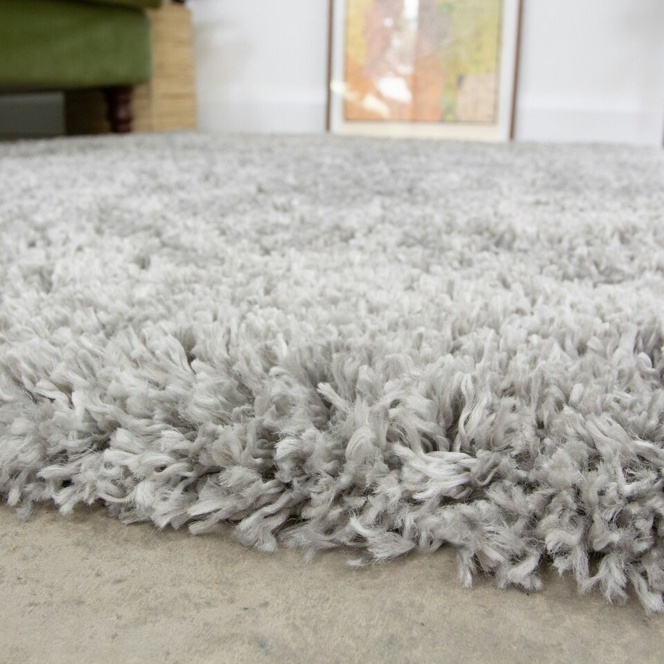image 1 of KUKOON Silver Grey Deep Pile Shaggy Living Room Area Rug 80cm x 150cm