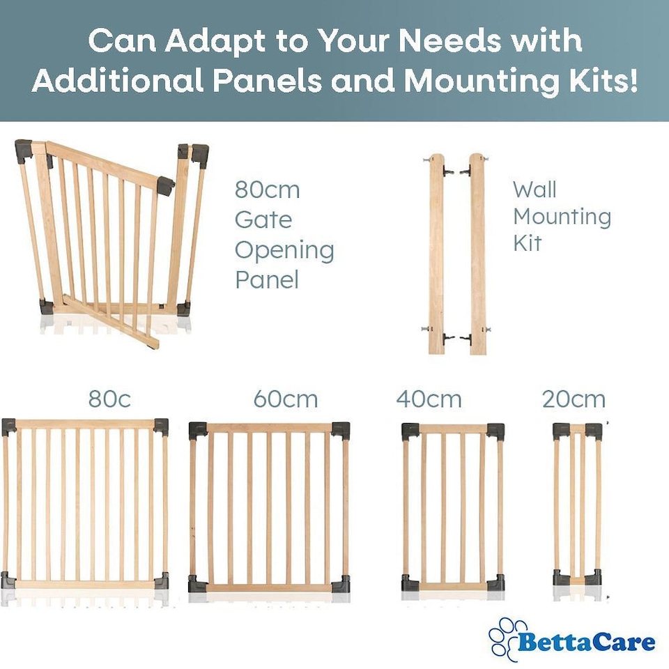 image 1 of Bettacare Wooden Multi Panel Flexible Pet Barrier, Natural Wood, up to 116cm Wide, Dog Barrier for Pets Dogs and Puppy Cream | Natural