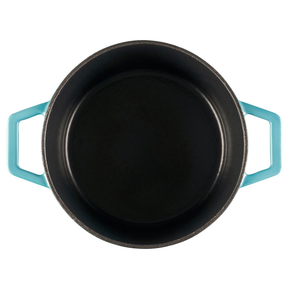 image 1 of Cooks Professional Set of 2 Cast Iron Casserole Dishes 20cm & 28cm | Blue | Teal