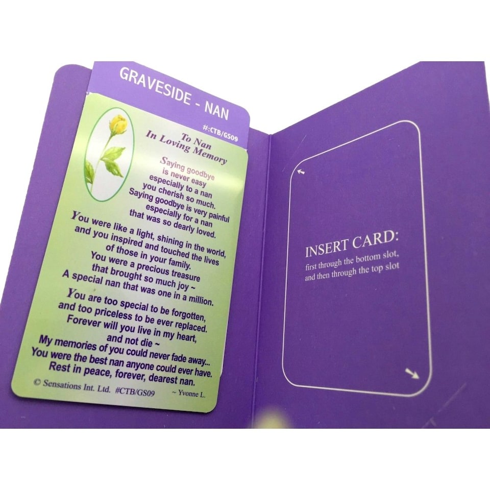 image 1 of To Nan In Loving Memory...Wallet Card (Sentimental Keepsake Wallet / Purse Card)