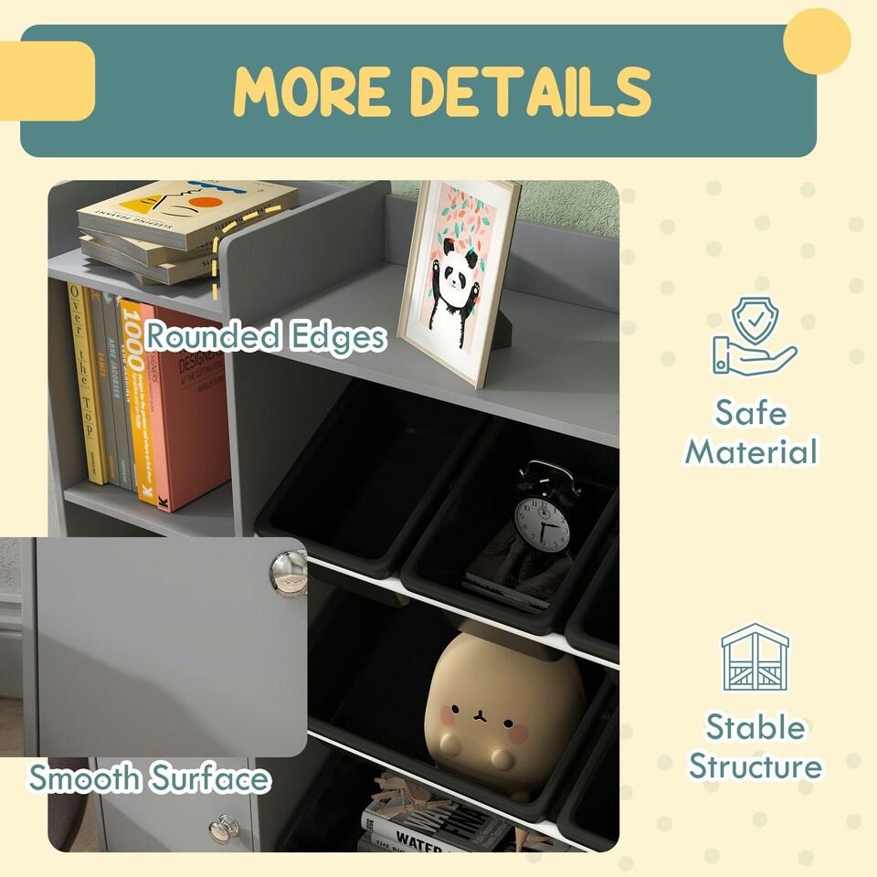 image 1 of AIYAPLAY Toy Storage Unit with 8 Removable Bins, Storage Shelves, Cabinet