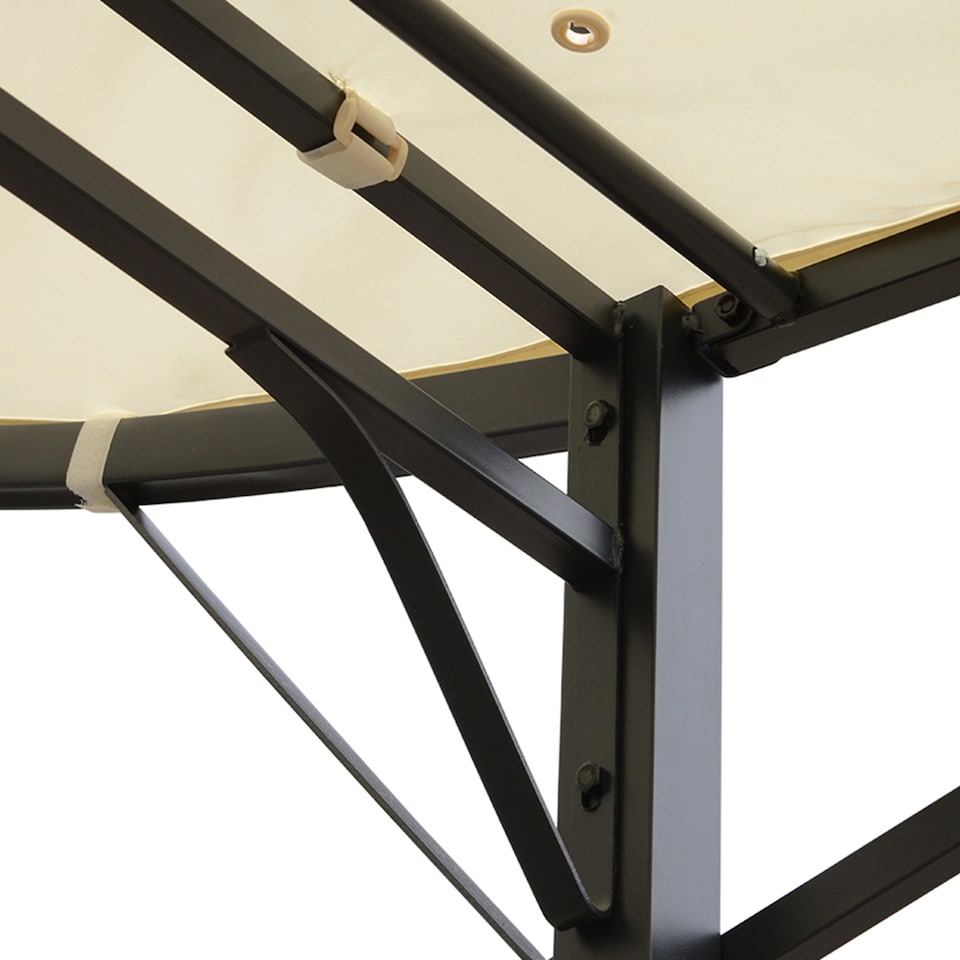 image 1 of Outsunny 3 x 2.5m Patio Metal Gazebo Door Window Awning Wall Mount Canopy Outdoor Sunshade with Extended Shelter Cream White