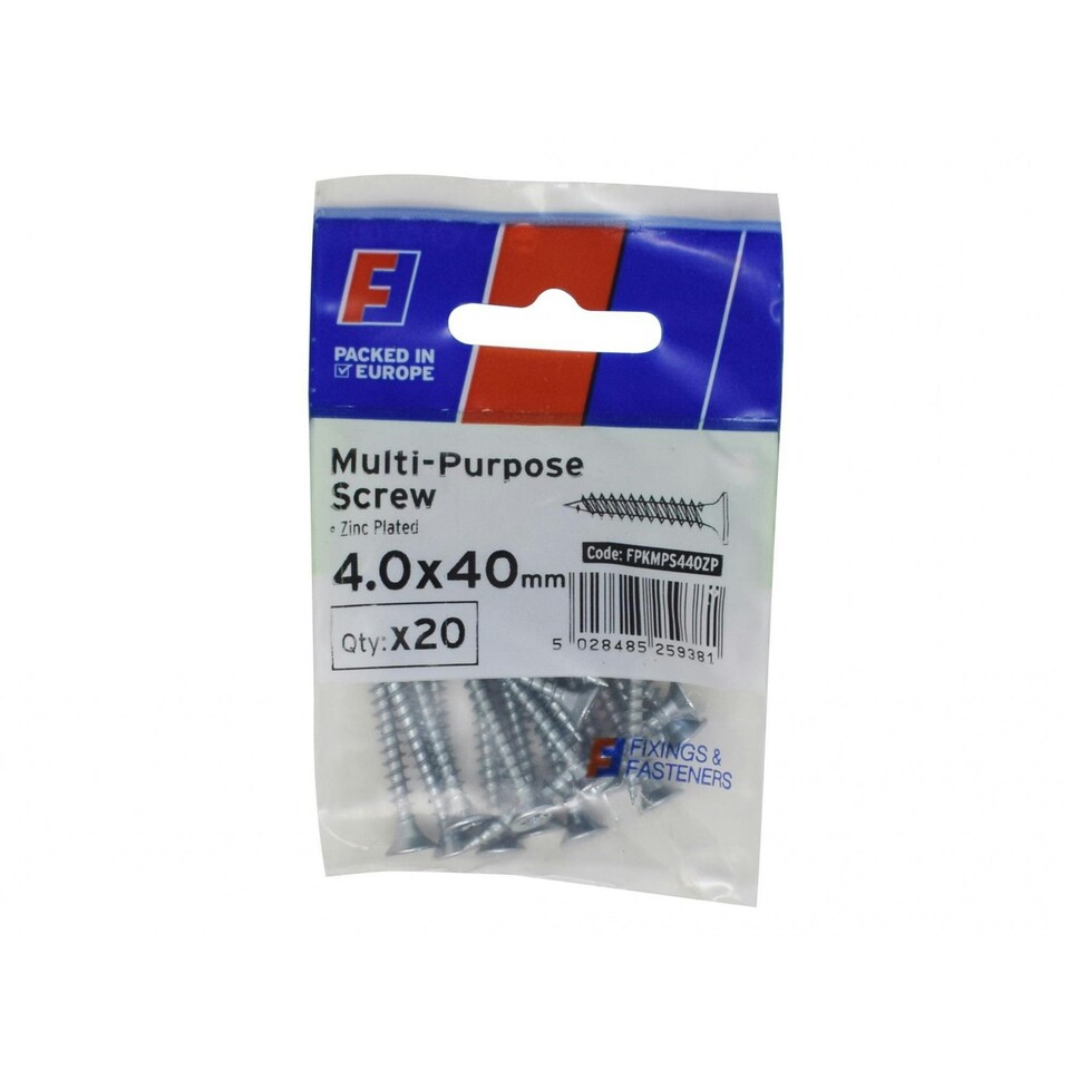 Forgefix Multi-purpose Pozi Screw Csk St Zp Forgepack - Multi Colour - 4. x 40mm ForgePack 20