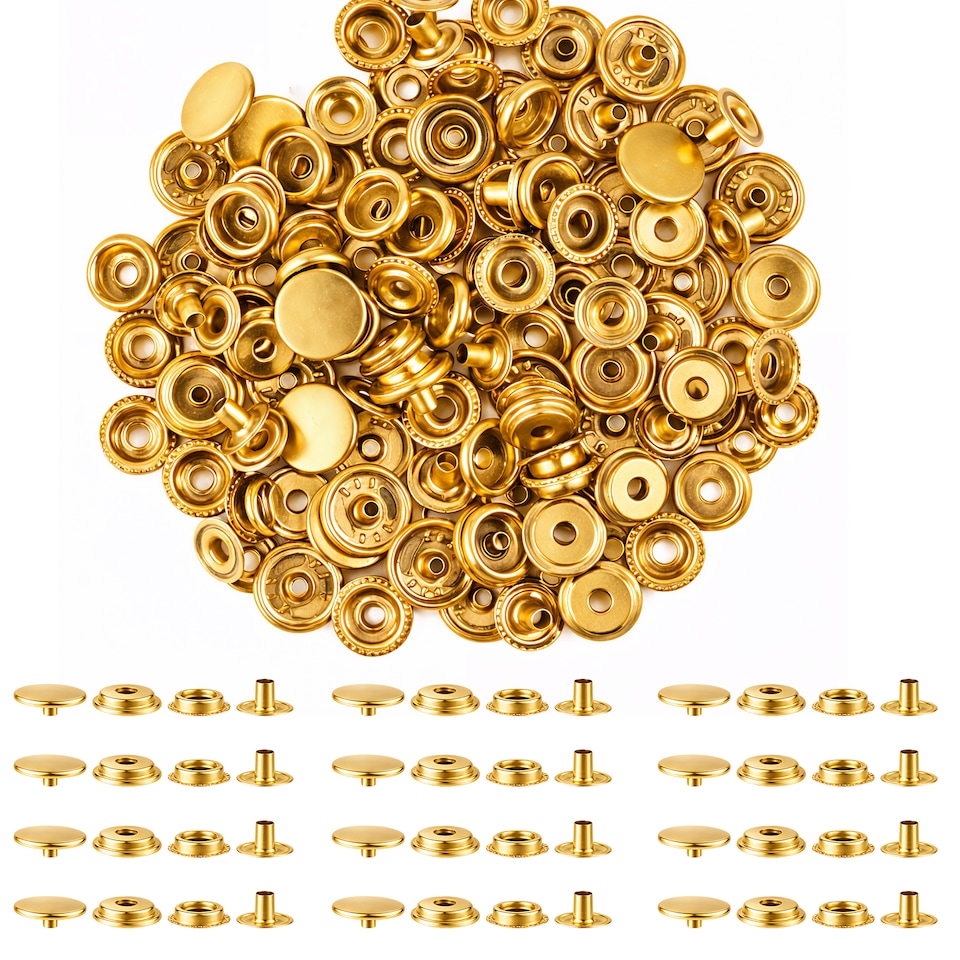 image 1 of 15mm Press Studs 4 Part No Sew Buttons, Durable & Lightweight - 100pcs