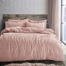 Velosso Plain Teddy Fluffy and Warm Fleece Duvet Cover Set Pink | Blush | Single