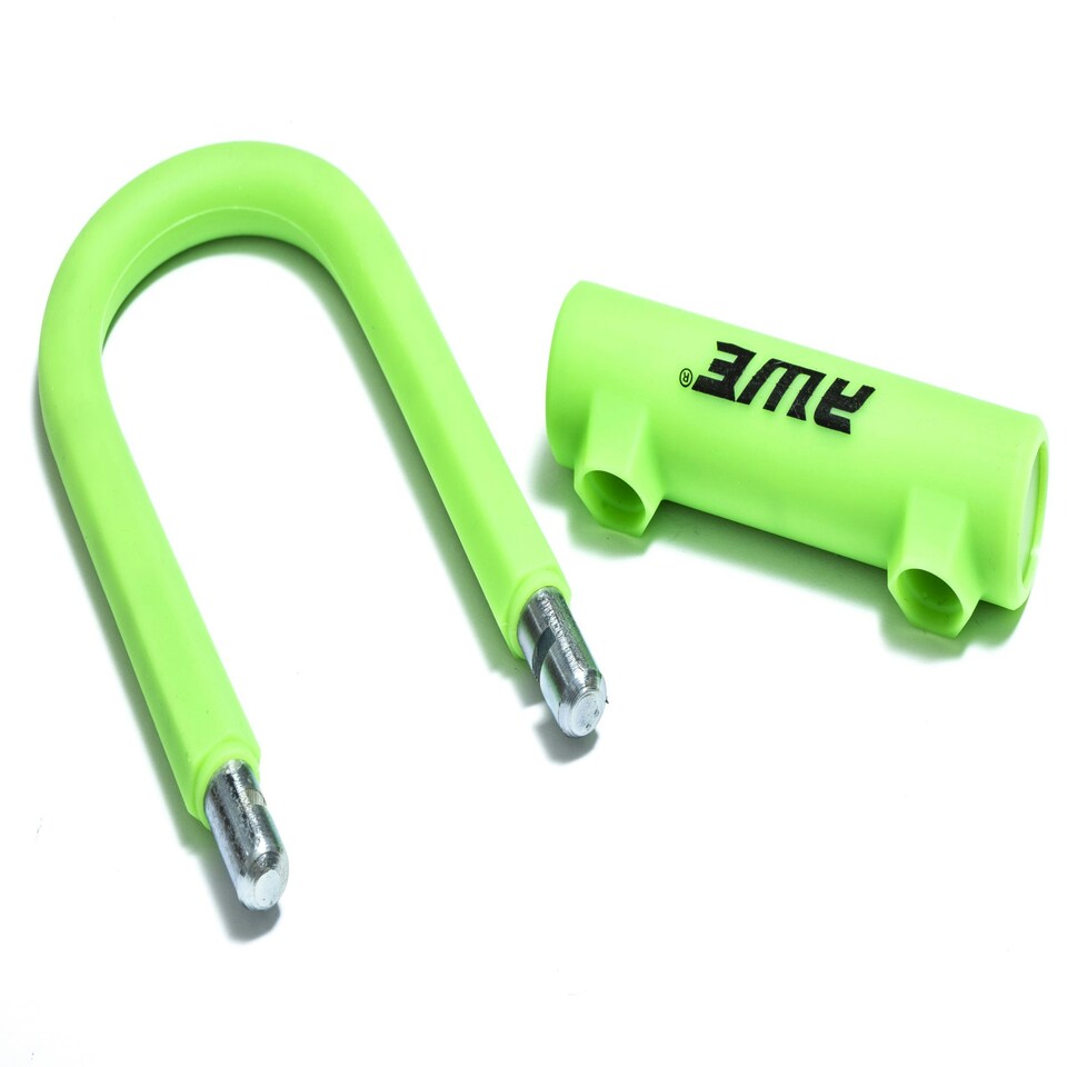 image 1 of AWE Silicone Hardened Steel 130mm x 210mm Bike Shackle U Lock with Keys Green