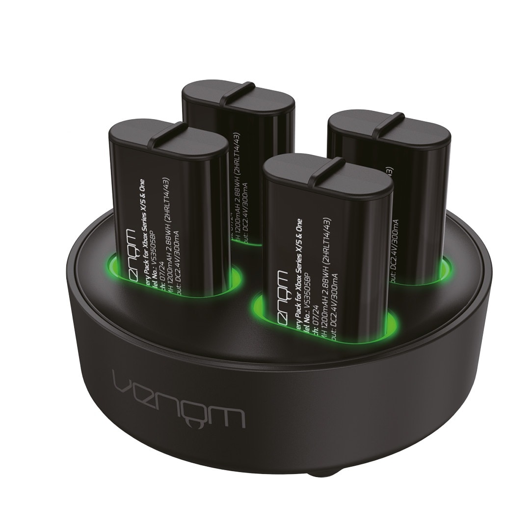 Venom Xbox Rechargeable Battery 4-Pack with Charging Dock | Black | AA | 4