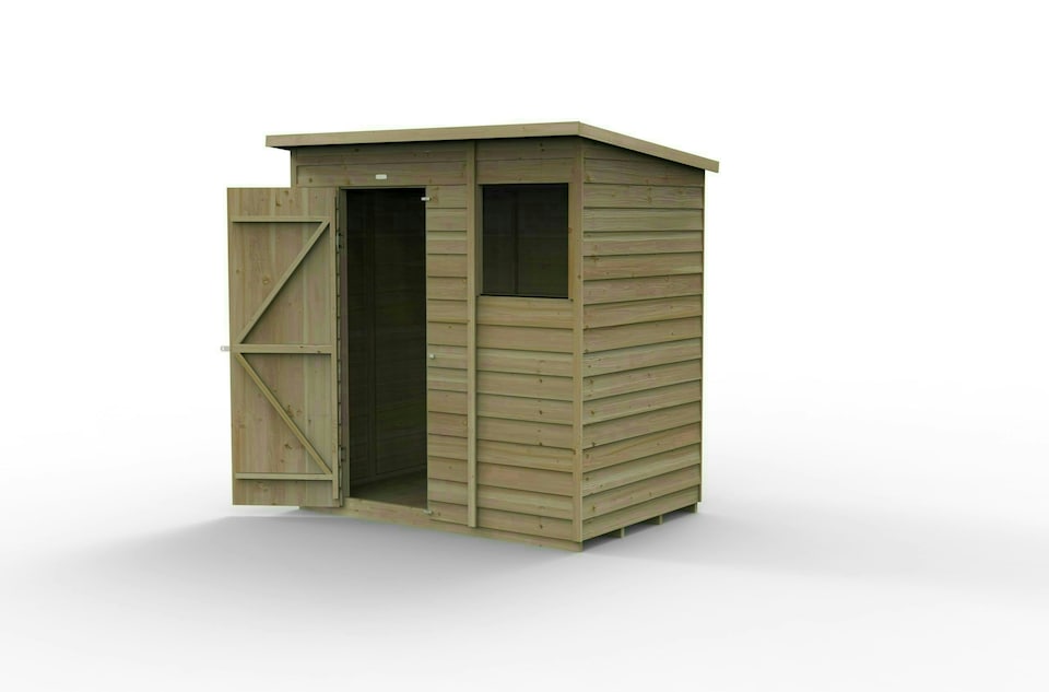 image 1 of Forest Garden 6x4 4LIFE Pent Shed 25yr Guarantee Overlap Pressure Treated  - Single Door - 1 Window
