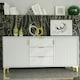 image 8 of Bold sideboard 140cm white ribbed fronts gold accents White