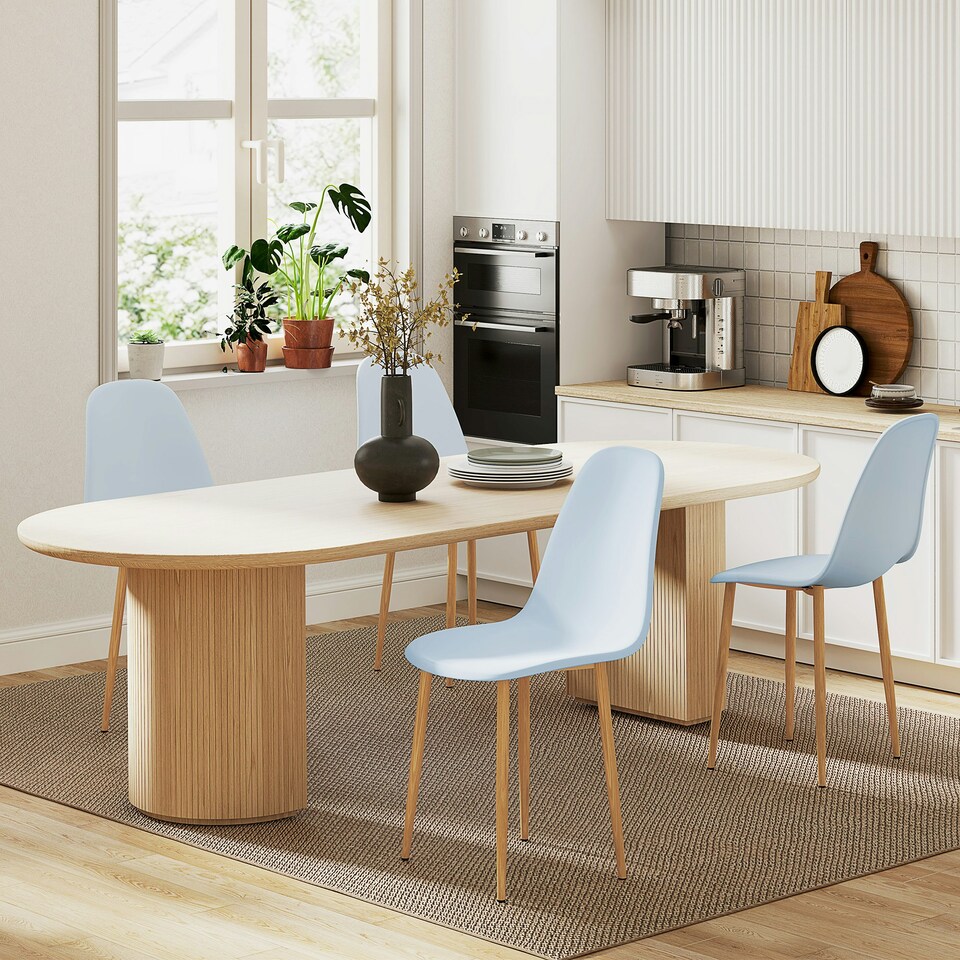 image 1 of HOMCOM Dining Chairs Set of 4 w/ Curved Back, Steel Legs 