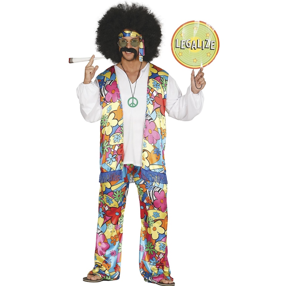 image 1 of Fiestas Guirca Mens Hippie Rainbow Costume Set | Multi | Multicoloured | L | 1