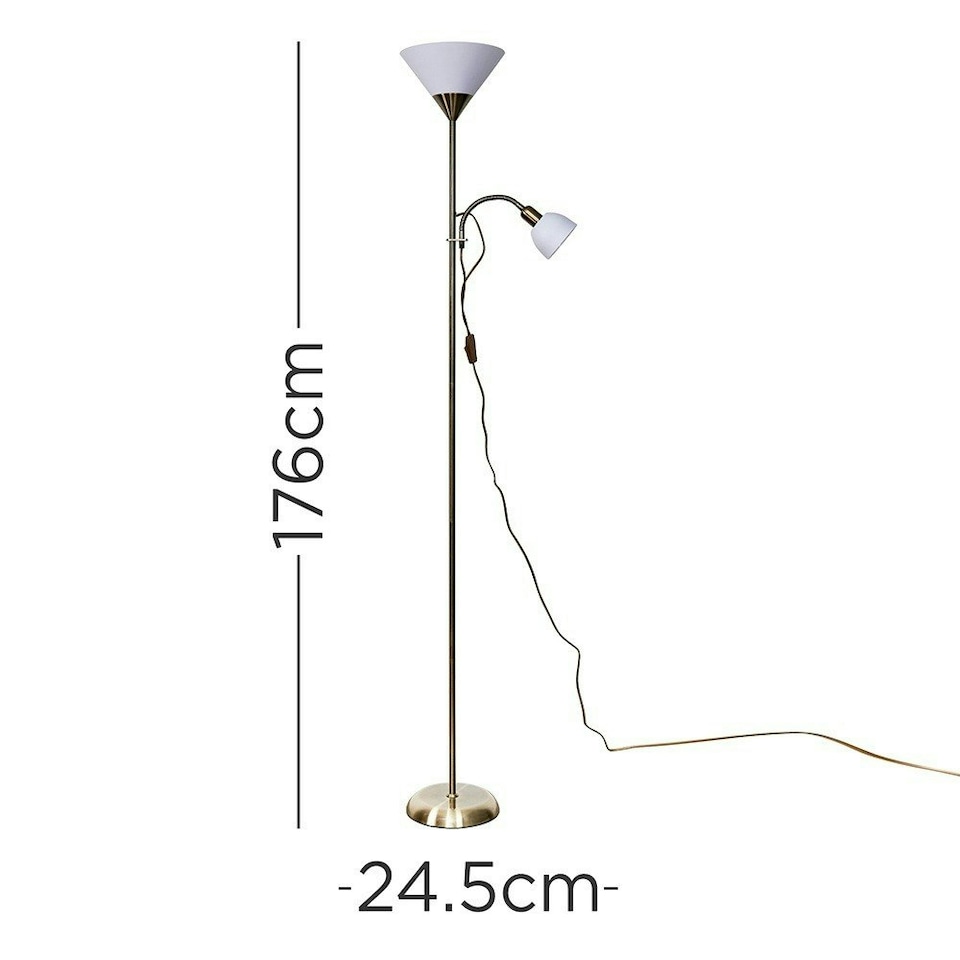 image 1 of ValueLights Mozz Antique Brass Mother & Child Floor Lamp & Bulbs Gold