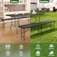 image 4 of 6ft Folding Table heavy duty Outdoor and Indoor use Garden Camping Event Table Dark Wood | Brown | Wood Effect