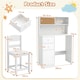 image 2 of COSTWAY Kids Desk and Chair Set Wooden Study Desk with 2 Cabinets