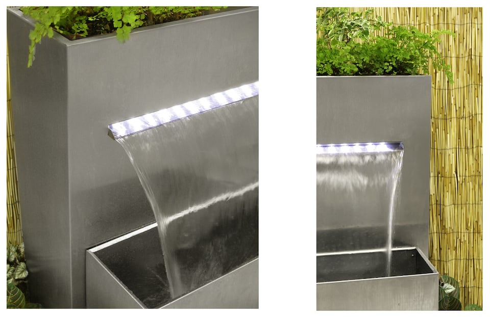 Corten Steel Waterfall Cascade Outdoor Water Feature With Lights