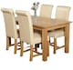image 1 of Oslo 150 x 90 cm Medium Oak Dining Table and 4 Washington Leather Chairs | Cream | Cream