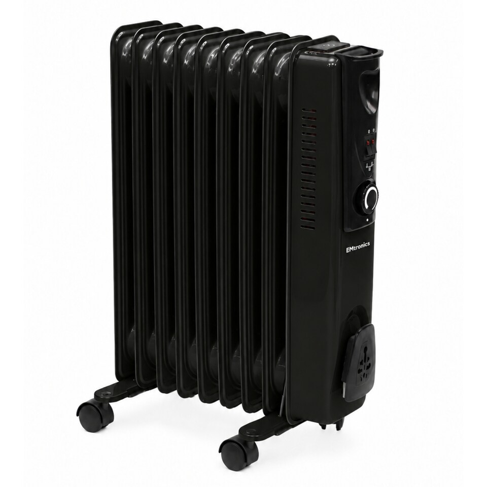 image 1 of EMtronics 9 Fin Oil Filled Heater Radiator - Black