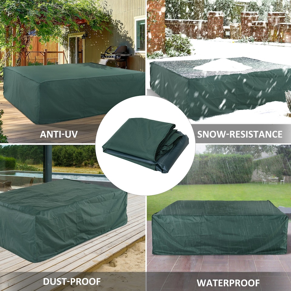 image 1 of Outsunny Large Patio Garden Furniture Set Cover, 600D Oxford, 230 x 230 x 70 cm Green