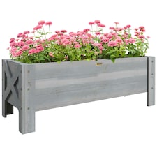 Outsunny Wooden Garden Raised Bed Planter Grow Containers Pot, 100x36.5x36cm Grey
