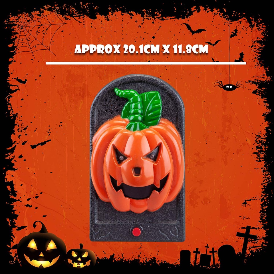 image 1 of vfm-estore Halloween Spooky Doorbell with Flashing LED Lights Trick or Treat