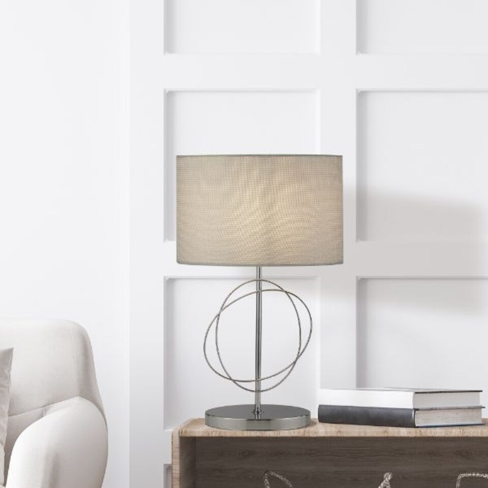 image 1 of Jiji Polished Chrome & Grey Table Lamp Chrome
