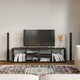 image 3 of Shelby Abstract Large Double Coffee Table With Storage Shelves TV Stand 160cm | Multi | Black