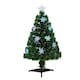 image 1 of HOMCOM 3FT Green Fiber Optic Full Lights Christmas Tree Multi LED Stars