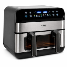 AHM Electronics Air Fryer - 10L Multi Basket with Dual Cook, 3 in 1 Basket Combination, 8 Cooking Presets, Large Viewing Window,