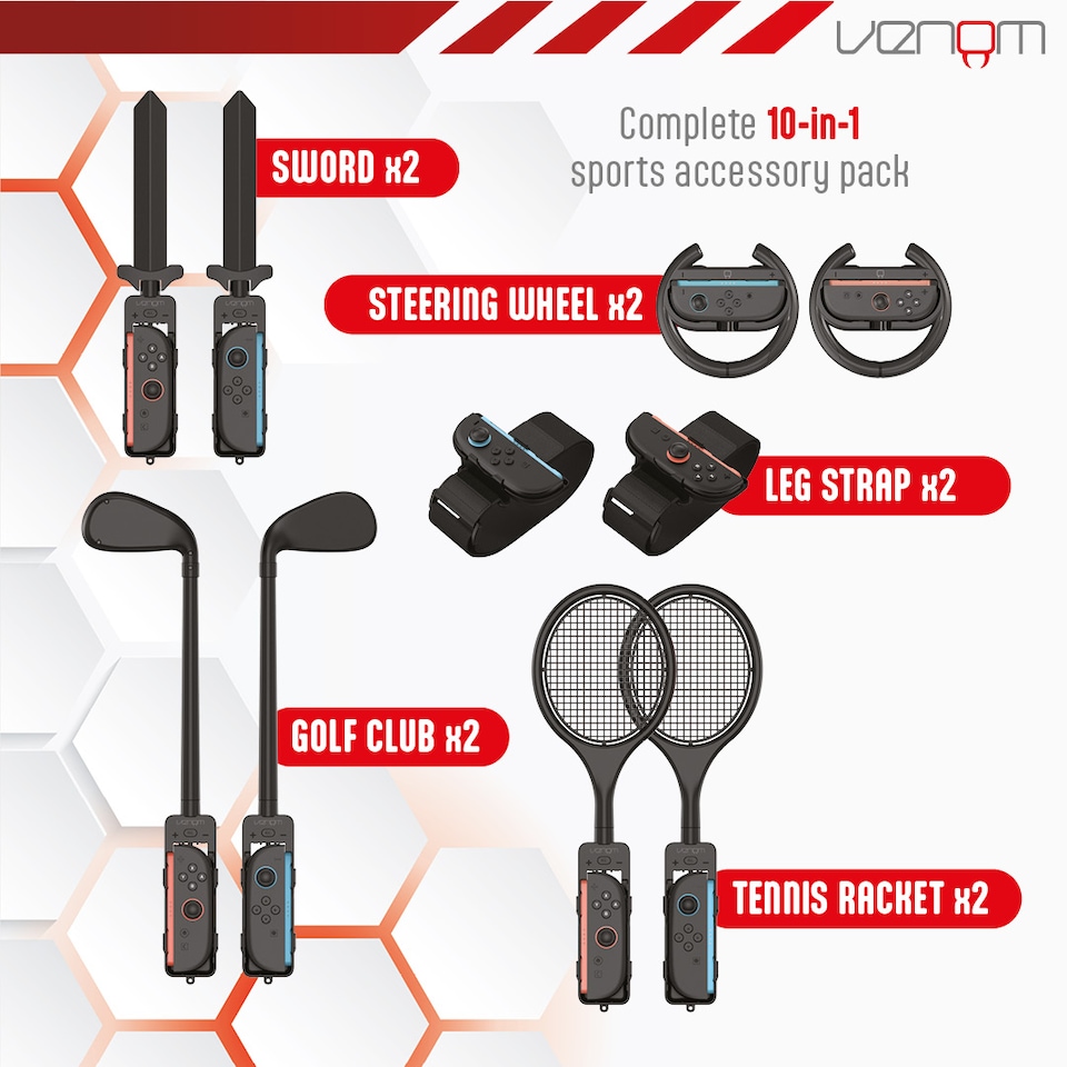 image 1 of Venom 10-in-1 Sports Kit for Nintendo Switch 2