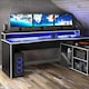 image 4 of Tezaur Black Storage Gaming Desk 3 Shelves with Colour Changing LED