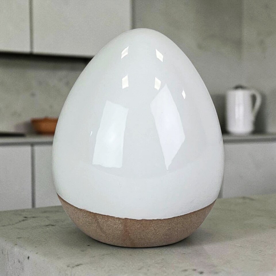 image 1 of White Ceramic Easter Egg Decoration 13.5cm