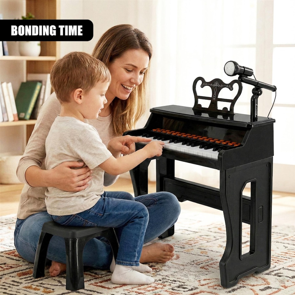 image 1 of The Magic Toy Shop The Grand Piano Kids Electronic Keyboard 37 Keys Microphone