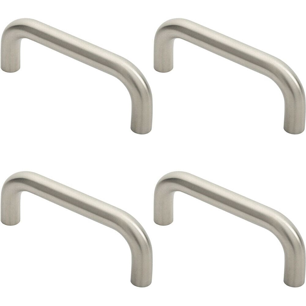 Loops 4x Round D Bar Pull Handle 169 x 19mm 150mm Fixing Centres Satin Stainless Steel in Metallics