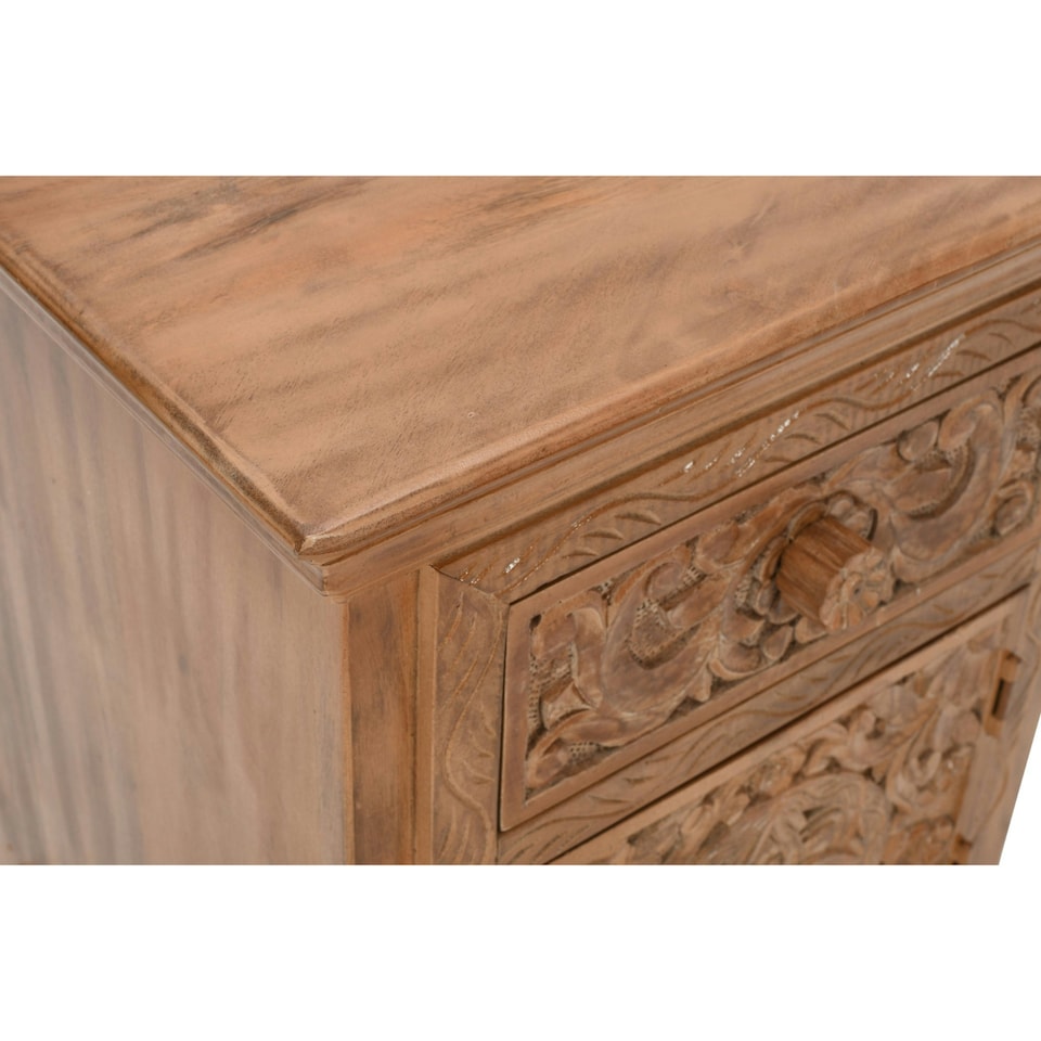 image 1 of Viva Mango Wood Bedside Table With Storage Cream