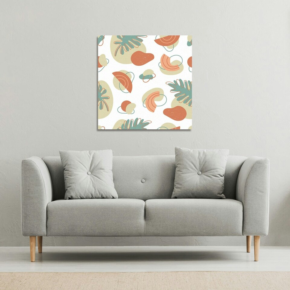 image 1 of line art and botanical elements (Canvas Print) 101 x 101 x 4cm