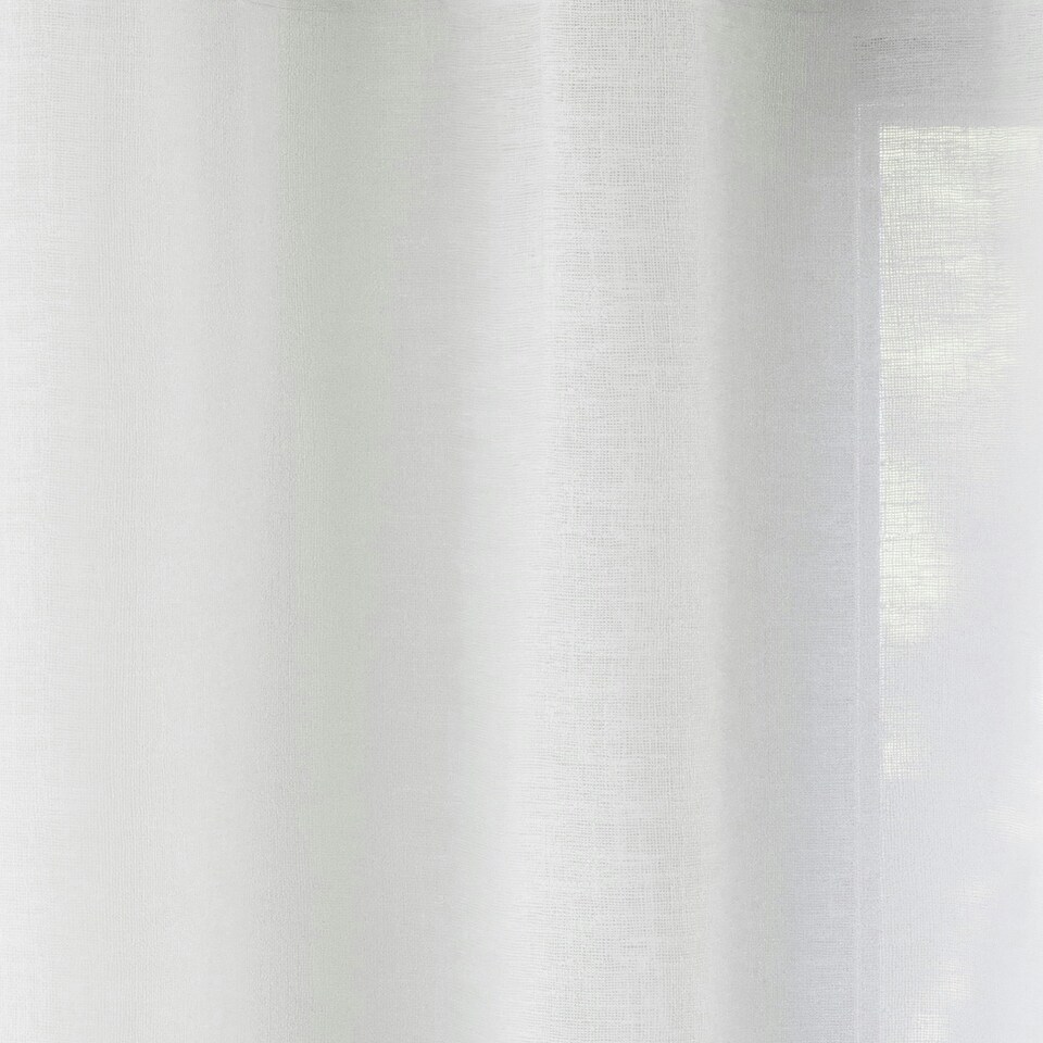 image 1 of Pair of Crete White Linen Look Voile Panels 183 cm (72 inch) Eyelet Panels for Bedroom and Living Room