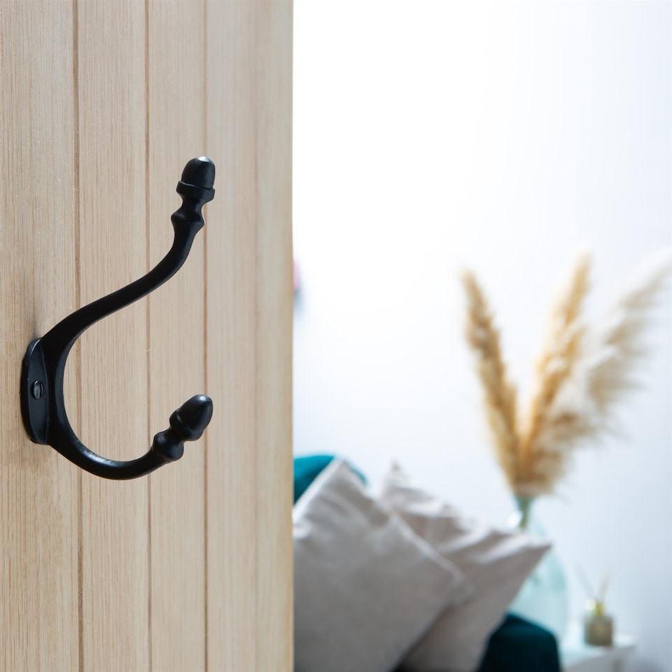 image 1 of Hammer & Tongs Antique Deco Hat & Coat Hook - W30mm x H135mm - Black