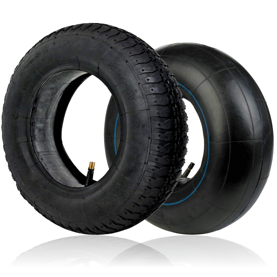 image 1 of SPARES2GO Tyre 3.50-8 Wheelbarrow Scooter Trolley Trailer Cart Pneumatic Innertubes x 2