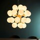 image 3 of Oscar Globe Pendant Satin Brushed Gold Effect Plate & Gloss White Glass 28 Light Dimmable IP20 - G9