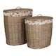 image 1 of Set of 2 Antique Wash Garden Rose Cotton Lined Oval Laundry Basket