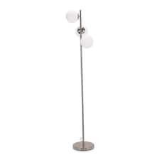 ValueLights Jas Opal White Frosted Glass Globe Shades 3 Way Silver Chrome Floor Lamp