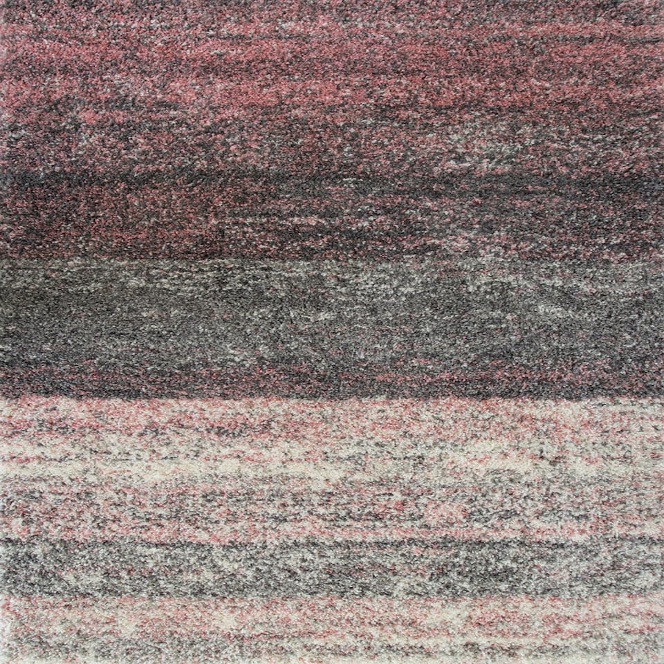 image 1 of KUKOON Pink Stripe Distressed Shaggy Living Room Area Rug 200cm x 290cm Pink